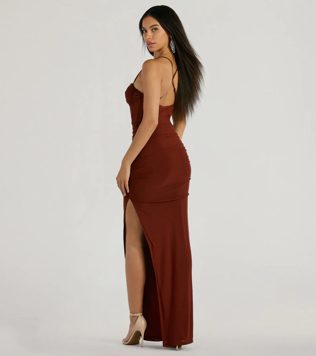 Rose Formal Mesh Corset Column Dress