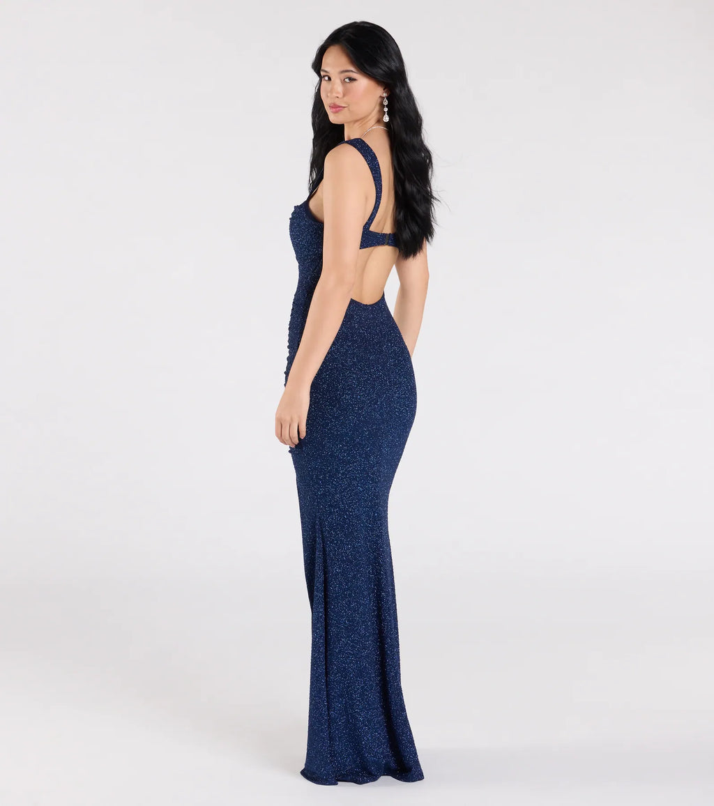 Drew Open Back Glitter Mermaid Dress